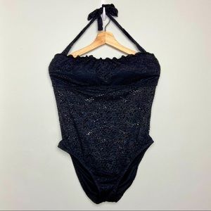 Mossimo Black Lace One Piece Swimsuit | Size XL